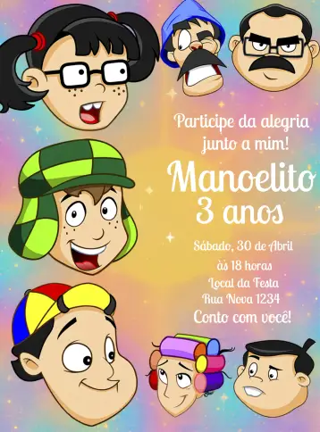 Invitación El Chavo del Ocho editable y personalizable