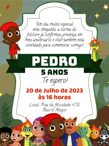 Invitación Grupo Del Folclore Verde editable y personalizable