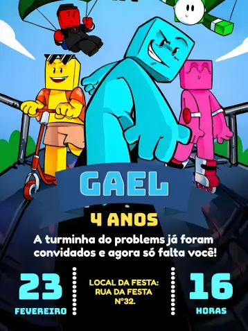 Invite Turma Do Problems Yellow editable and customizable