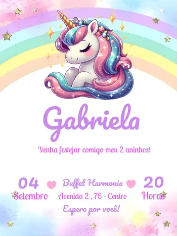 Convite Unicornio Verde para cumpleaños infantil con temática de unicornio. – tema más buscados (floral, mágico, colorido, acuarela, infantil, fantasía)