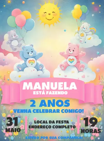 Invitación Os Ositos Cariñosos Osos editable y personalizable