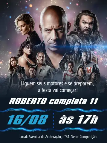 Convite Velozes E Furiosos 10 para aniversário infantil – tema aniversário infantil (corrida, carros, moderno, temático, dinâmico, audiovisual)