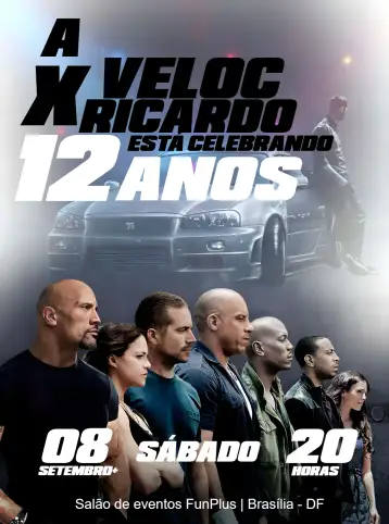 Convite Fast And Furious Diesel para themed birthday. – tema most searched for (modern, themed, black and white, sports cars, adrenaline)