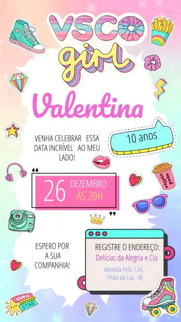 Invite Vsco Girl Vibes editable and customizable