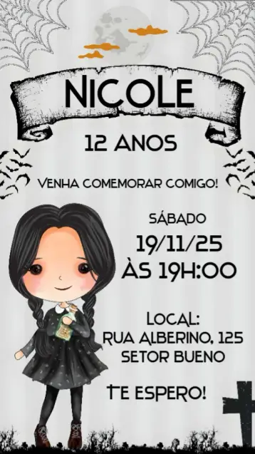 Invite Wednesday editable and customizable