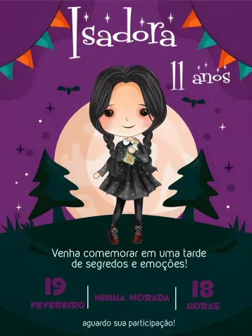 Invite Wednesday Addams Family editable and customizable