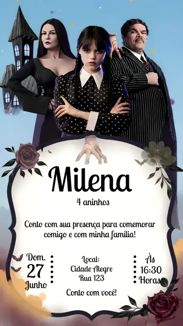 Invite Wednesday Addams Morticia editable and customizable