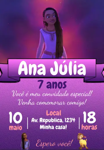 Convite Wish The Power of Lilac Wishes para birthday and special celebrations. – tema commemorative dates (lilac, purple, elegant, magical, modern, subtle)