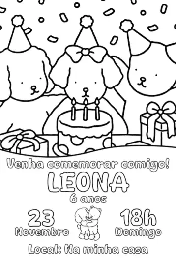 Convite Digital Bobbie Goods para Colorir - Aniversário | Convitede